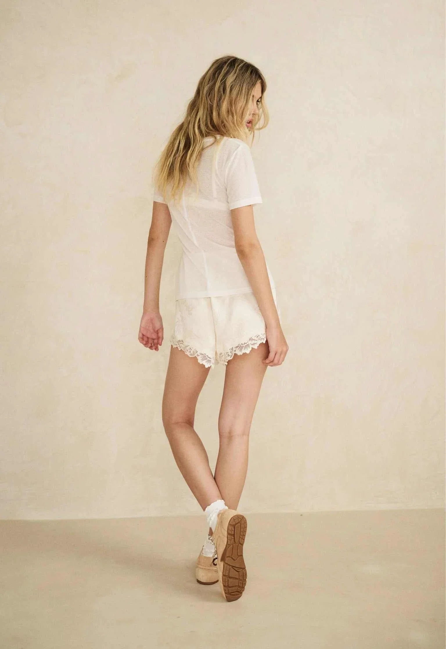 Spell Dubois Lace Short Pearl