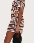 Zulu and Zephyr T-Shirt Knit Dress Chocolate Stripe