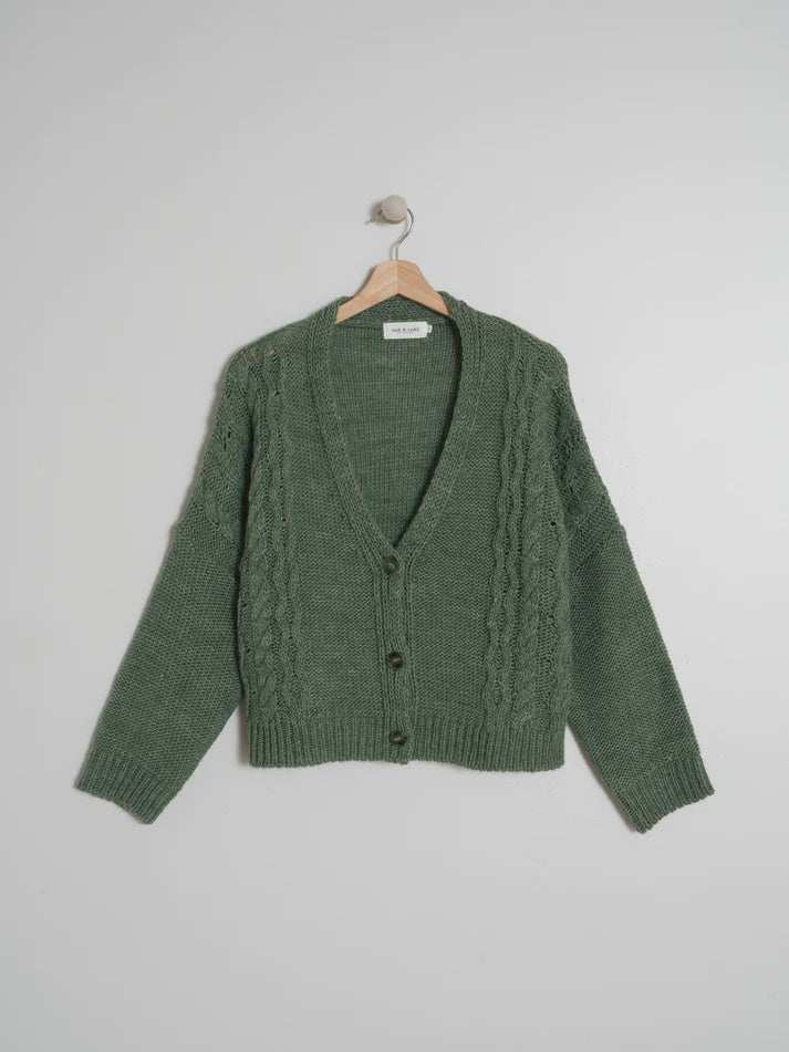Indi and Cold Cable Retro Cardigan Khaki