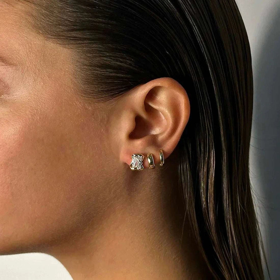 De Sur Molten CZ Earrings Gold