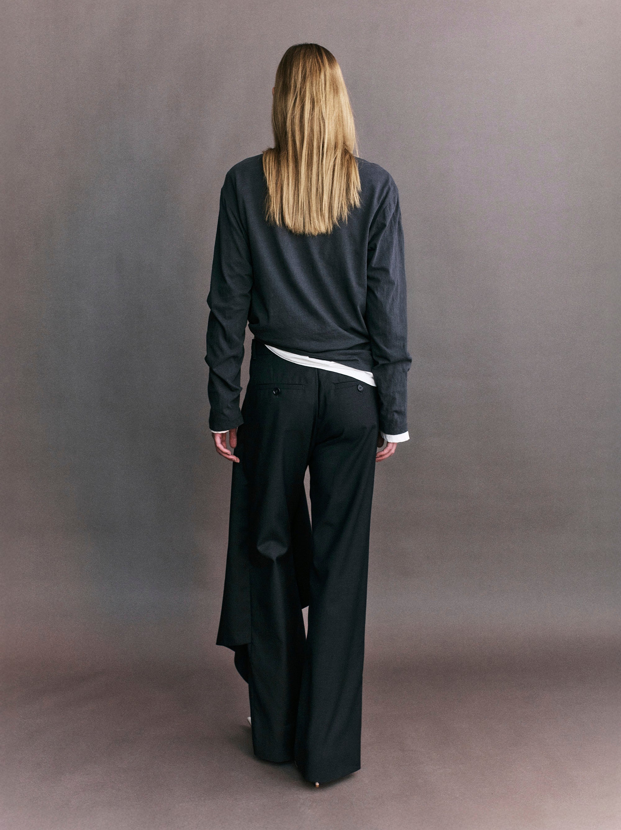 Courtney Zheng Elena Pima Cotton Long Sleeve Top Pewter