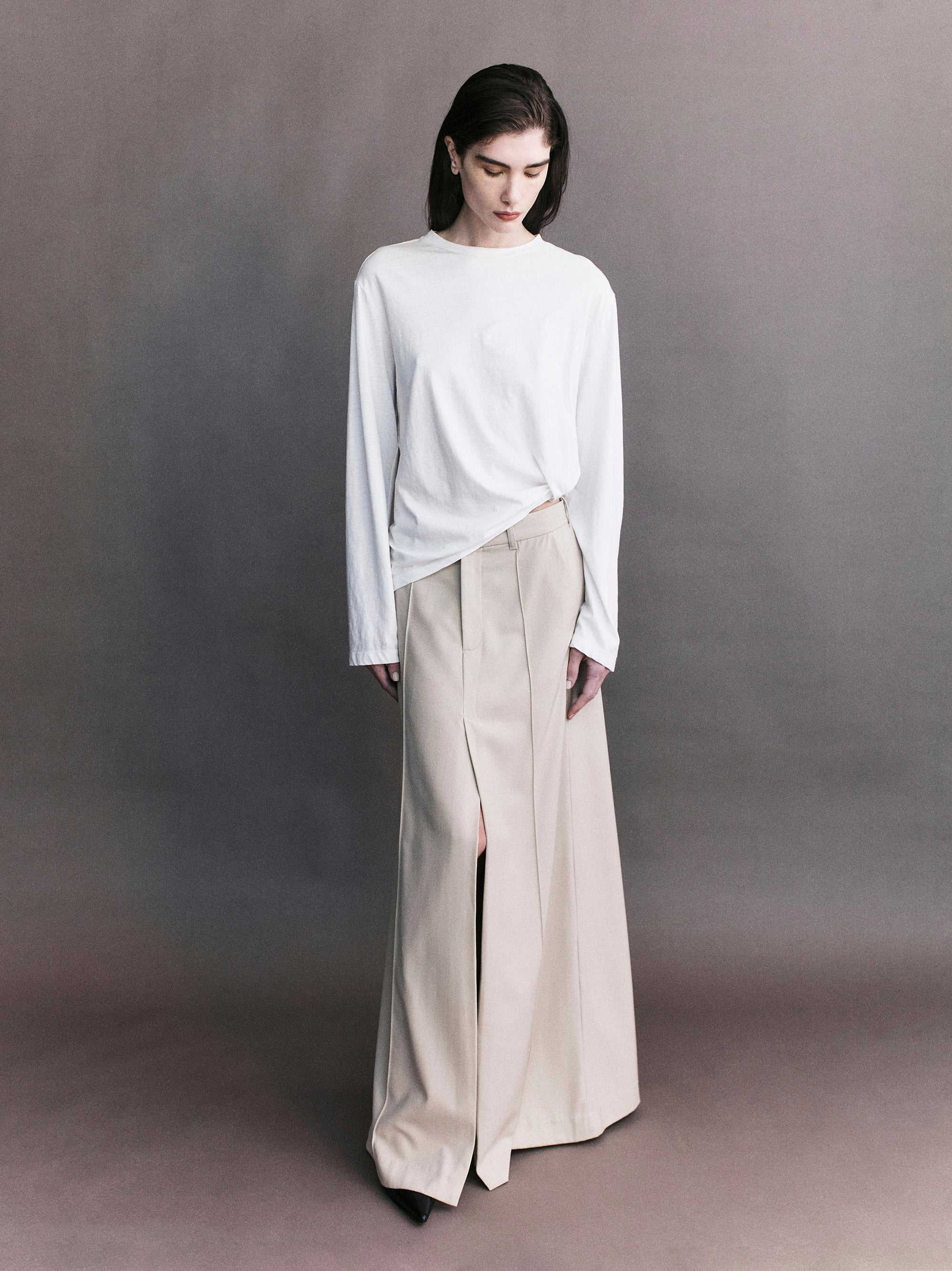 Courtney Zheng Elena Pima Cotton Long Sleeve Top White