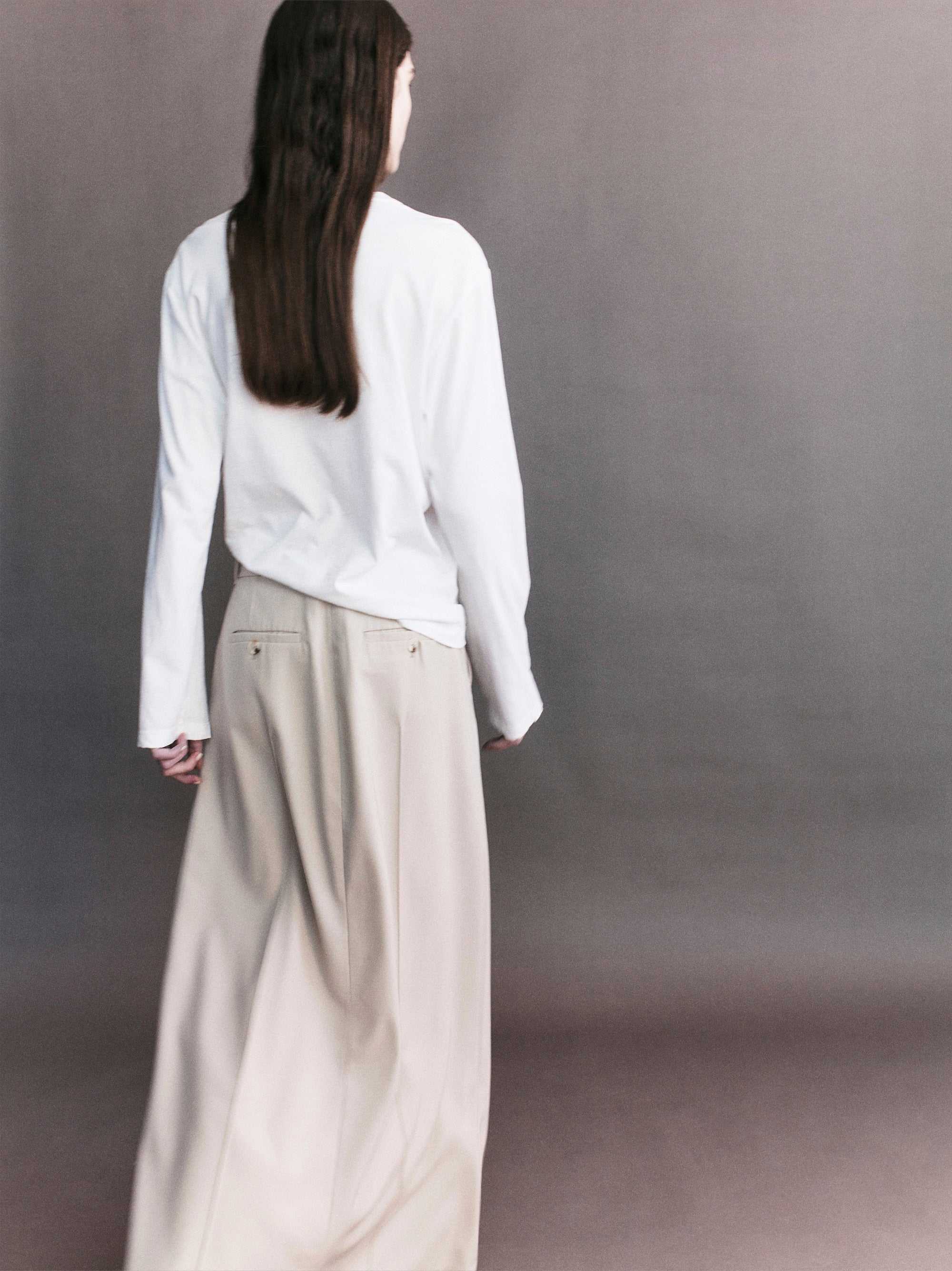 Courtney Zheng Elena Pima Cotton Long Sleeve Top White