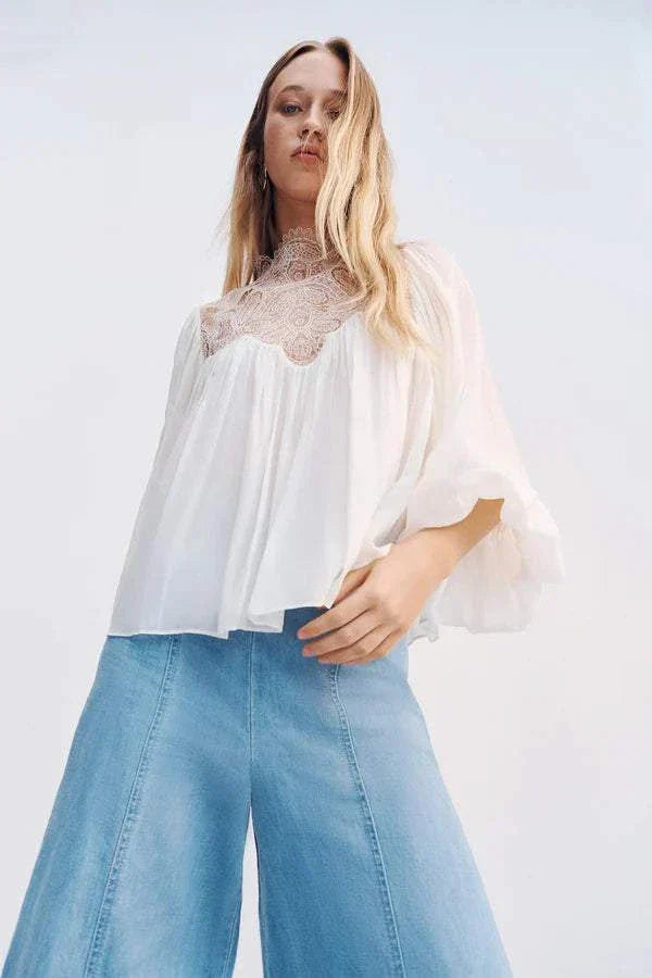 Shona Joy Emory Lace Blouse Ivory