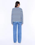 Ena Pelly Maria Boxy Long Sleeve Tee Blue Brown Stripe
