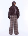 Ena Pelly Monroe Faux Leather Bomber Jacket Burgundy