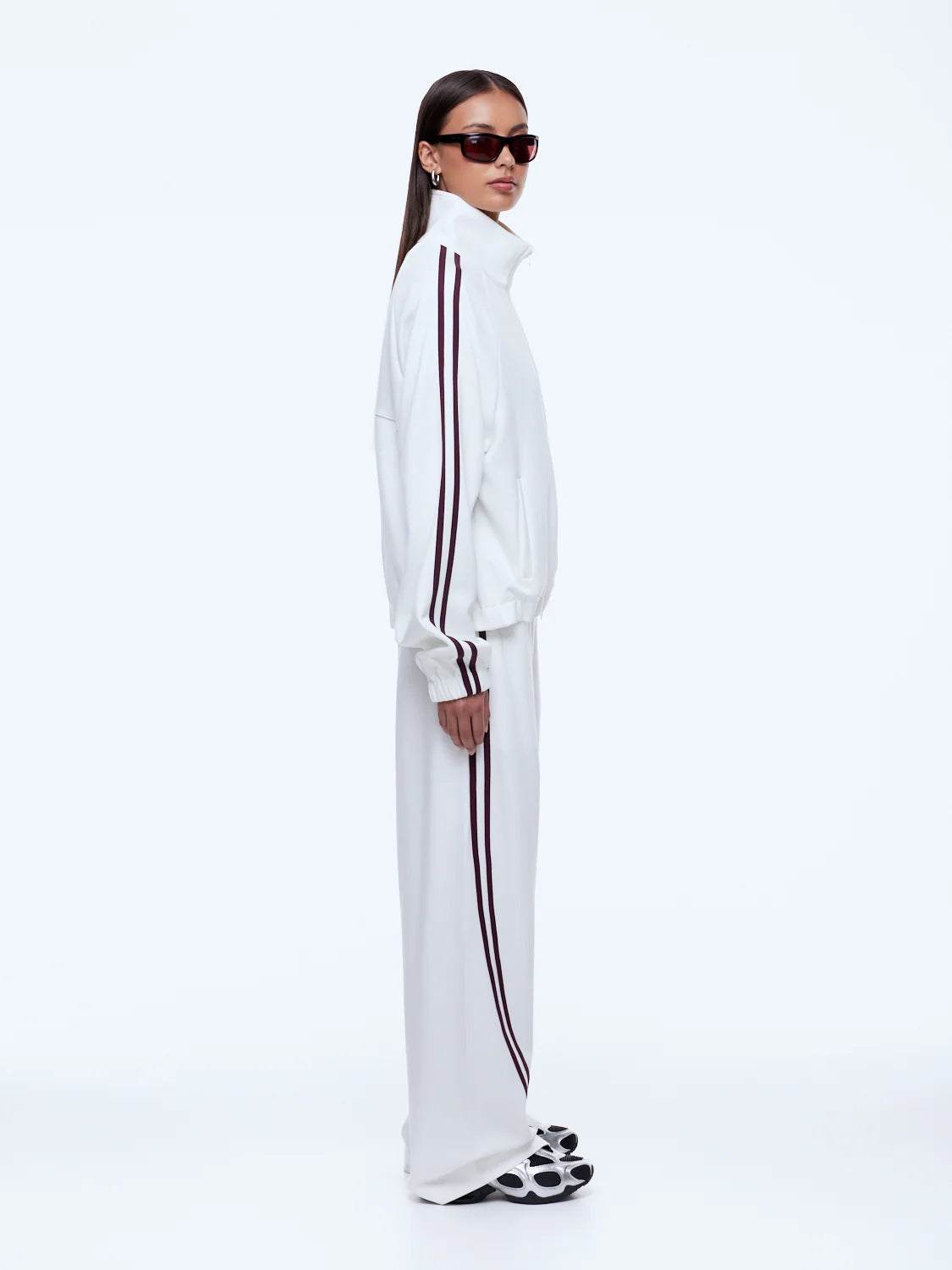 Ena Pelly Valentina Jersey Zip Through Cream Burgundy