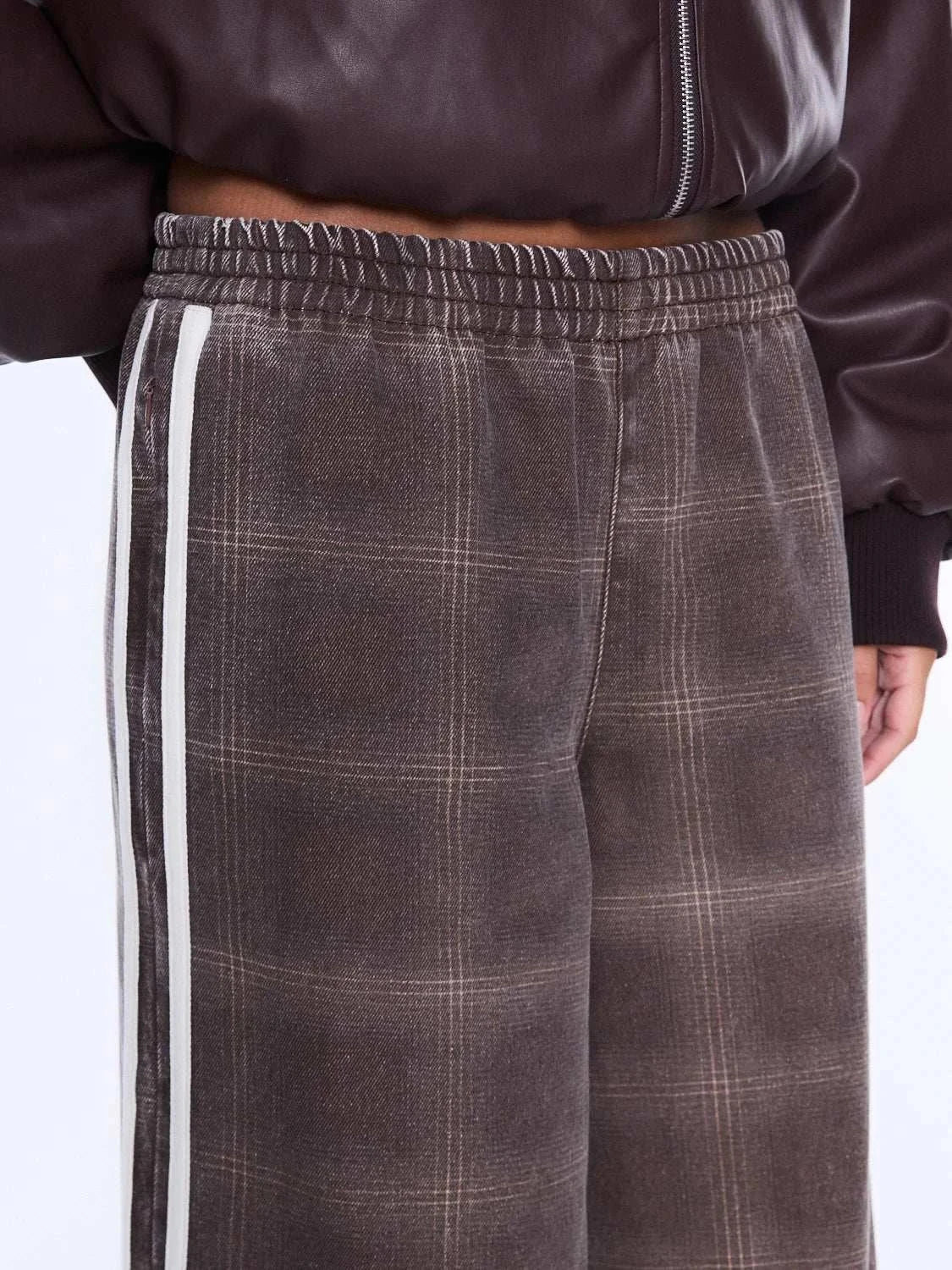 Ena Pelly Myla Wide Leg Pant Burgundy Check