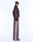 Ena Pelly Myla Wide Leg Pant Burgundy Check
