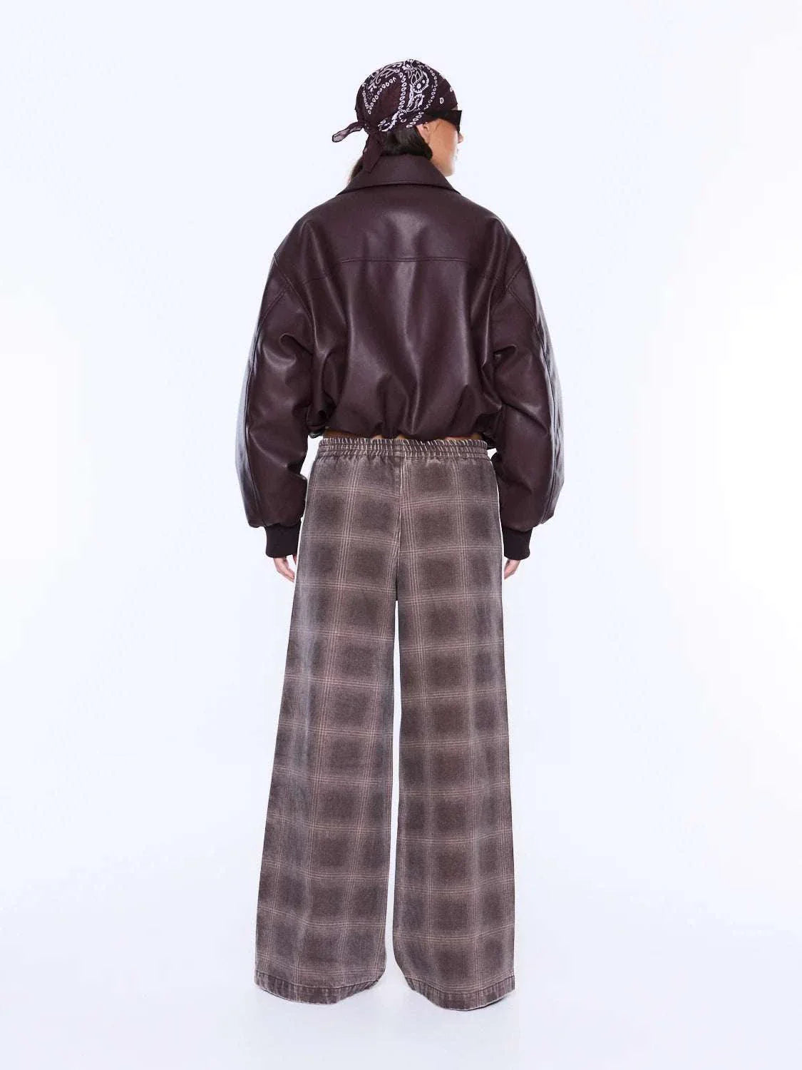 Ena Pelly Myla Wide Leg Pant Burgundy Check