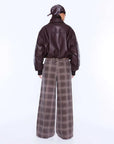 Ena Pelly Myla Wide Leg Pant Burgundy Check