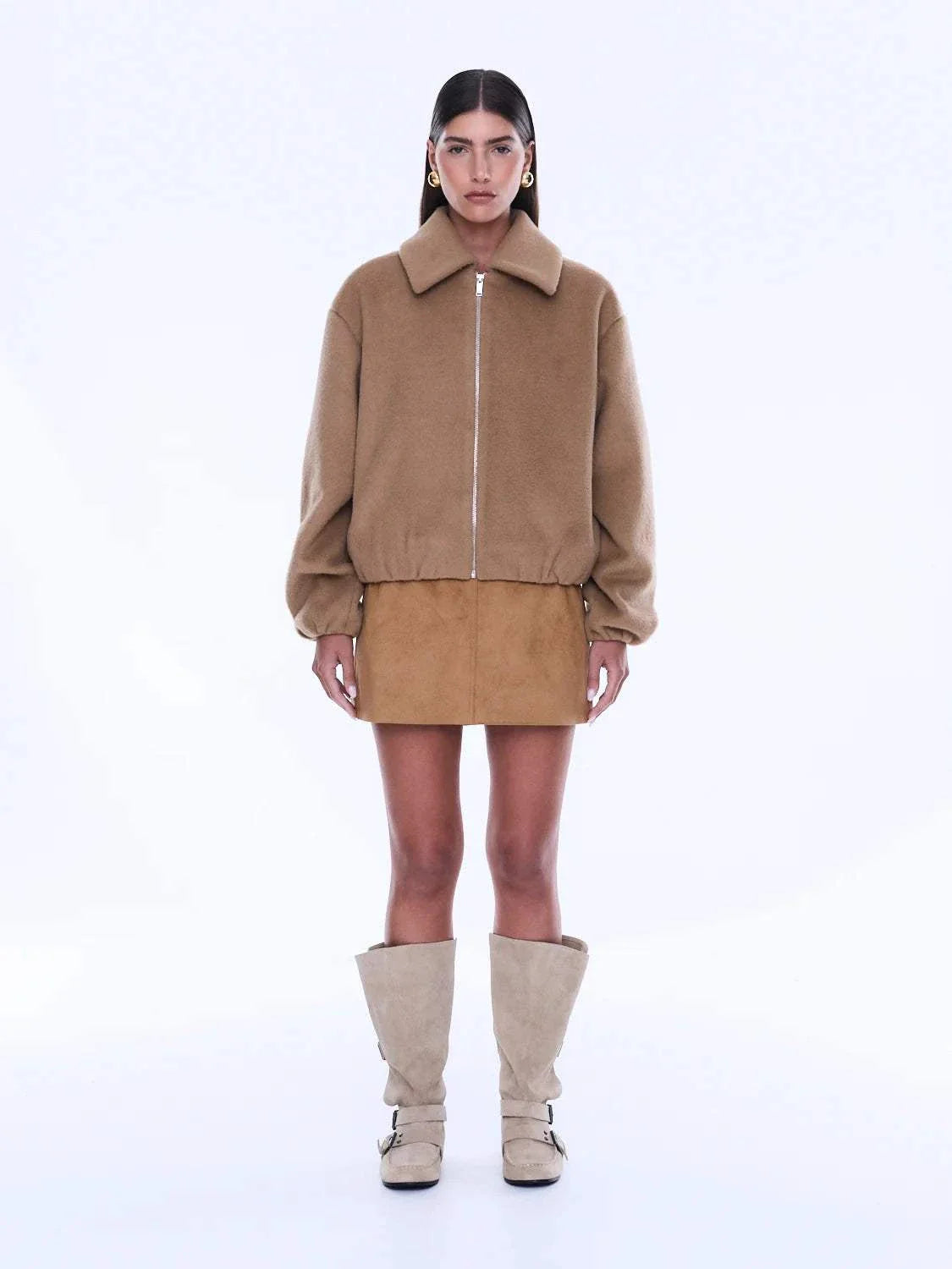 Ena Pelly Maeve Wool Blend Bomber Sand