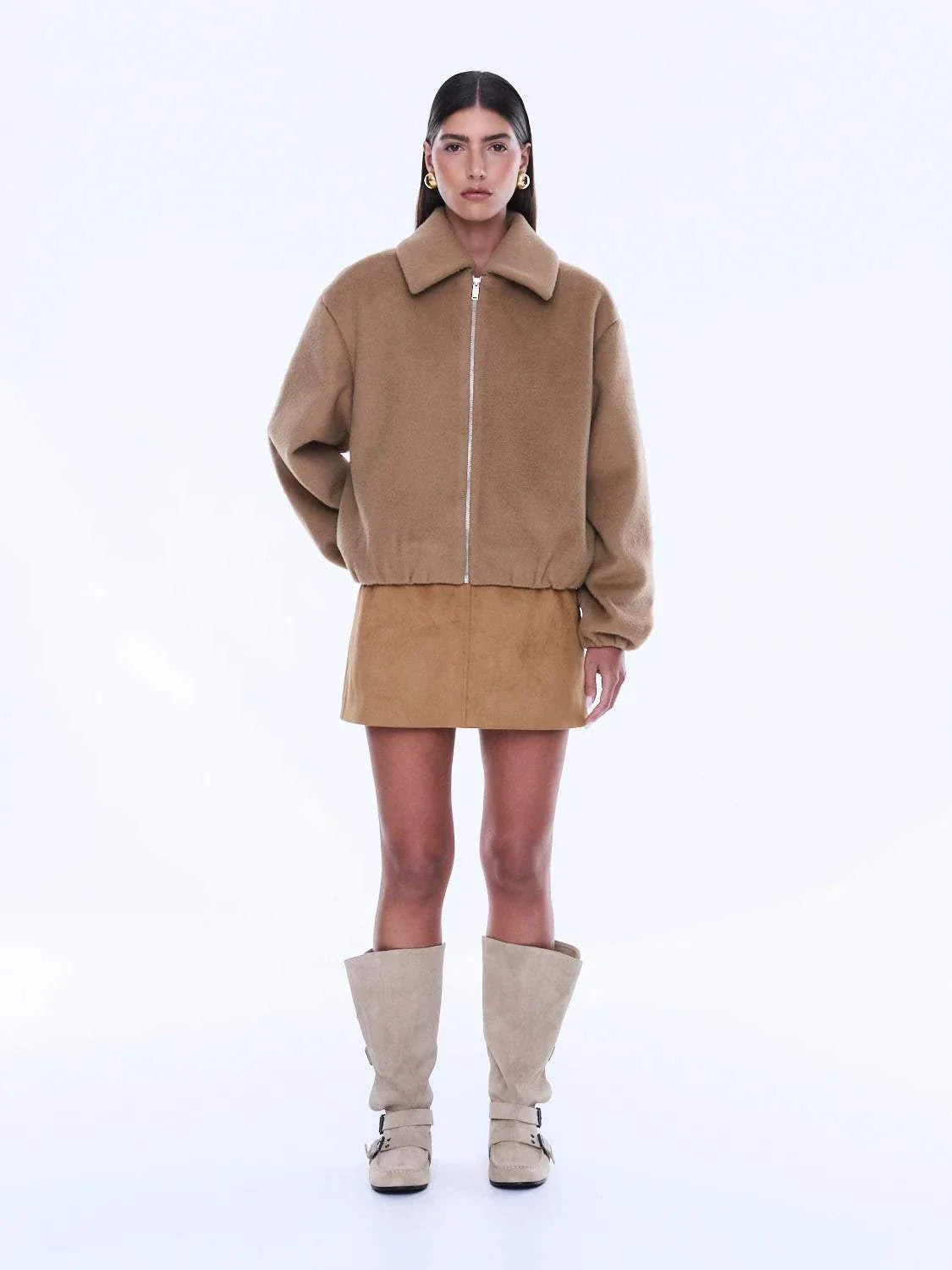 Ena Pelly Maeve Wool Blend Bomber Sand