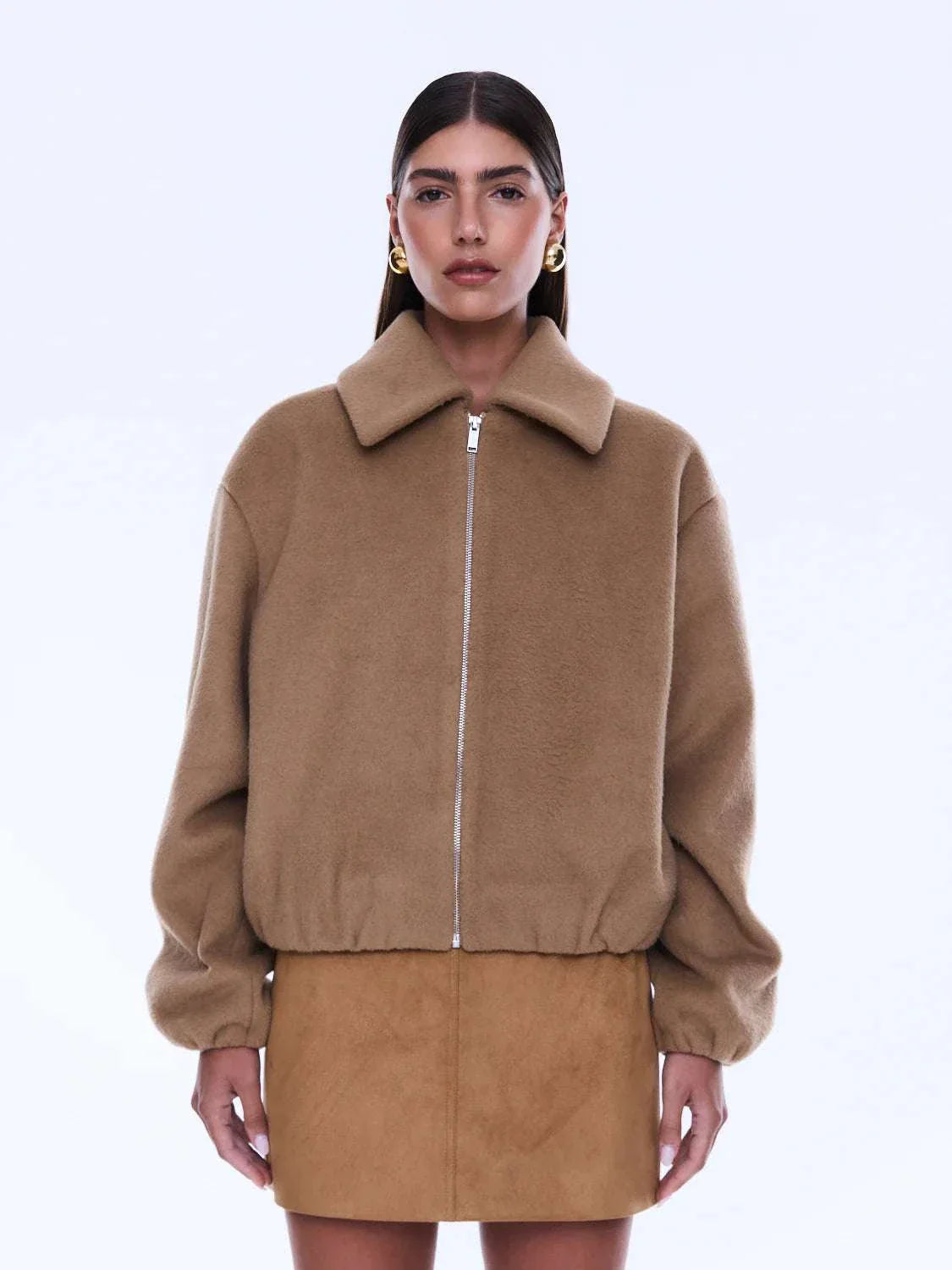 Ena Pelly Maeve Wool Blend Bomber Sand