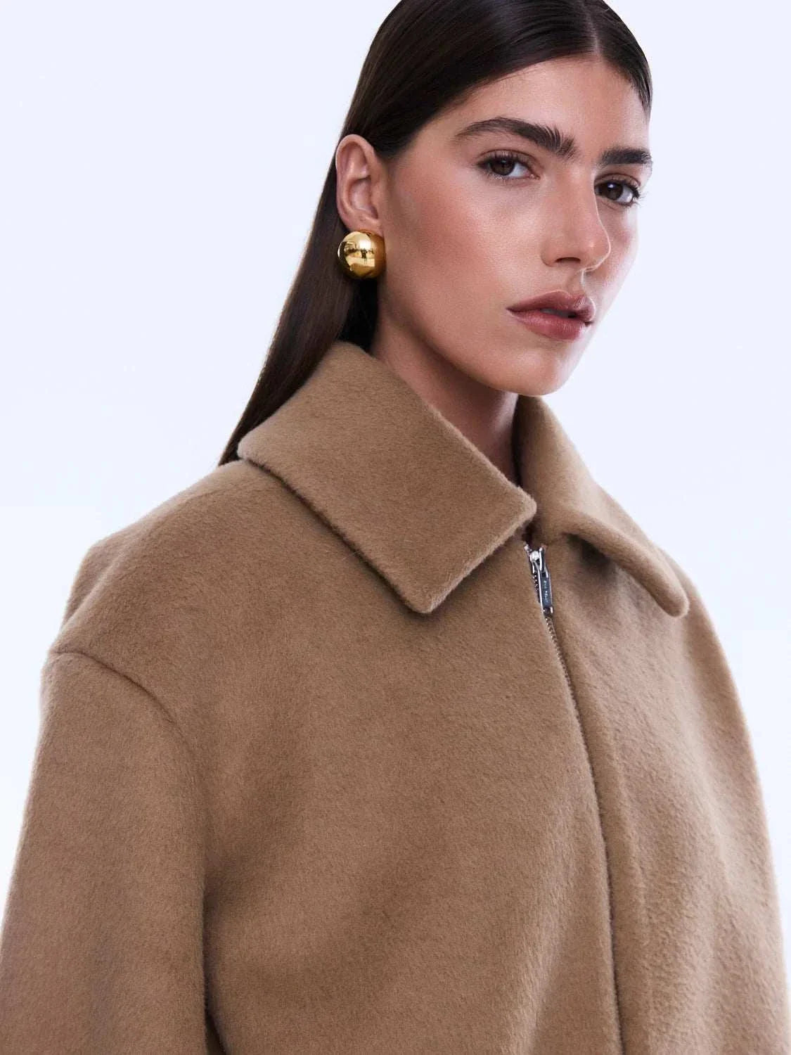 Ena Pelly Maeve Wool Blend Bomber Sand