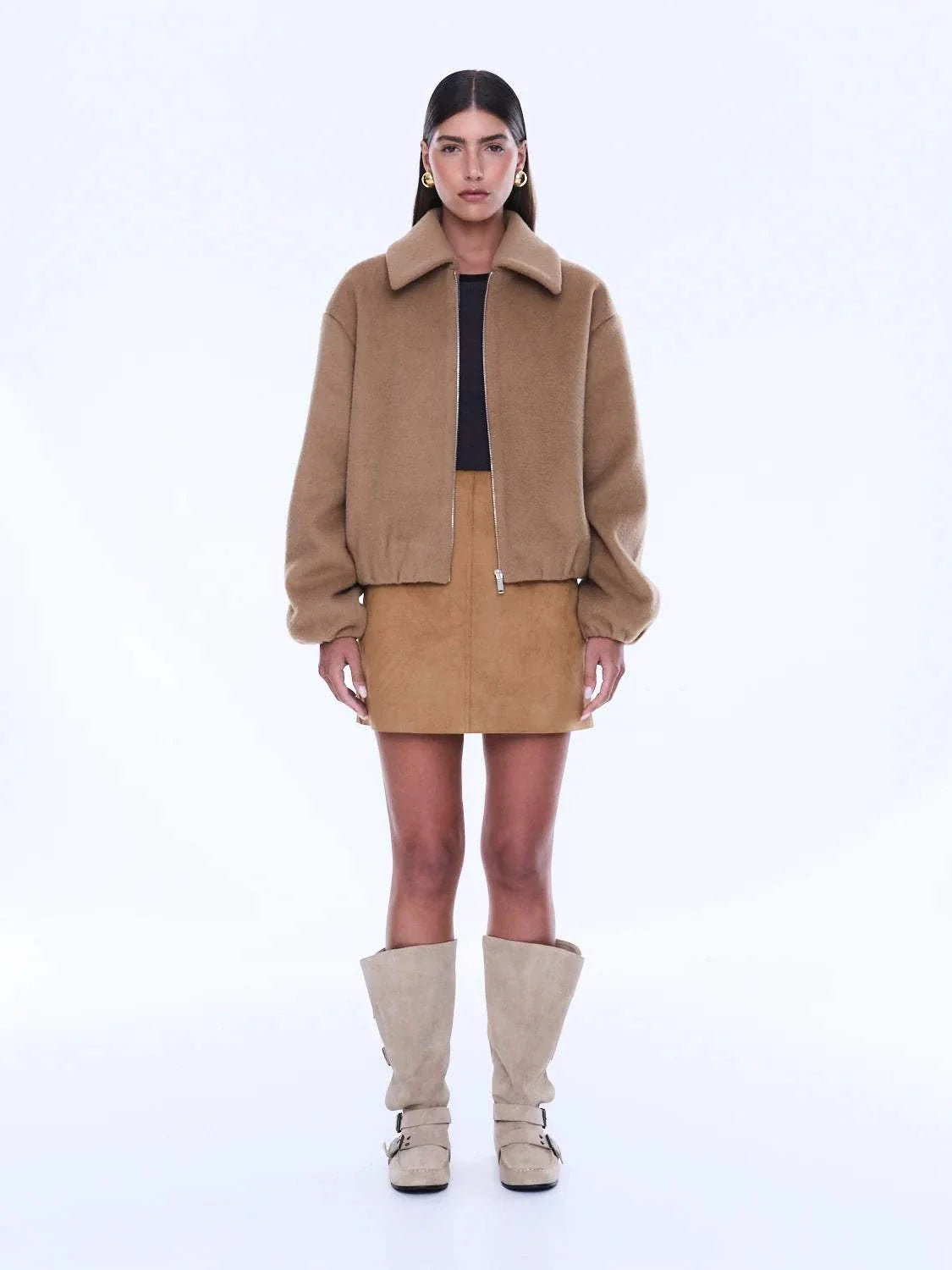 Ena Pelly Maeve Wool Blend Bomber Sand