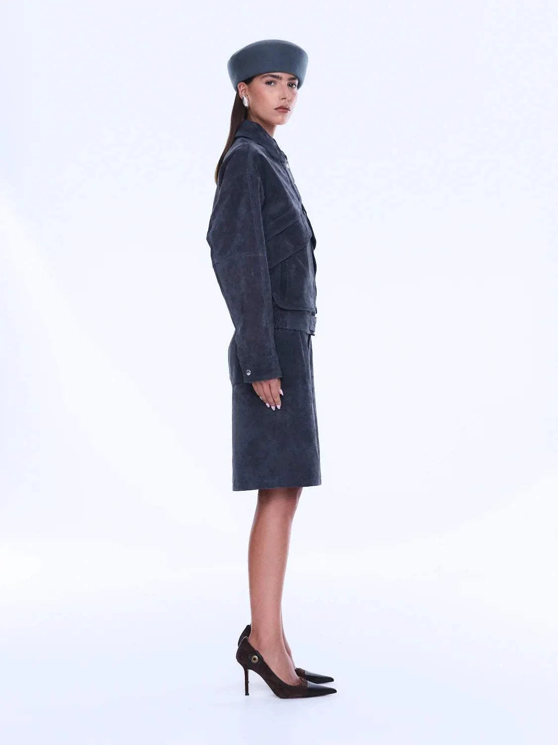 Ena Pelly Emma Utility Suede Jacket Vintage Black