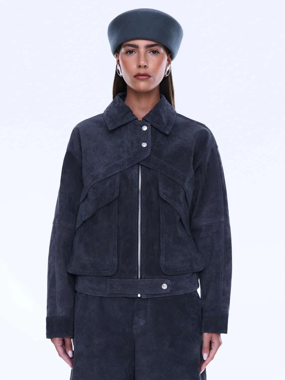 Ena Pelly Emma Utility Suede Jacket Vintage Black