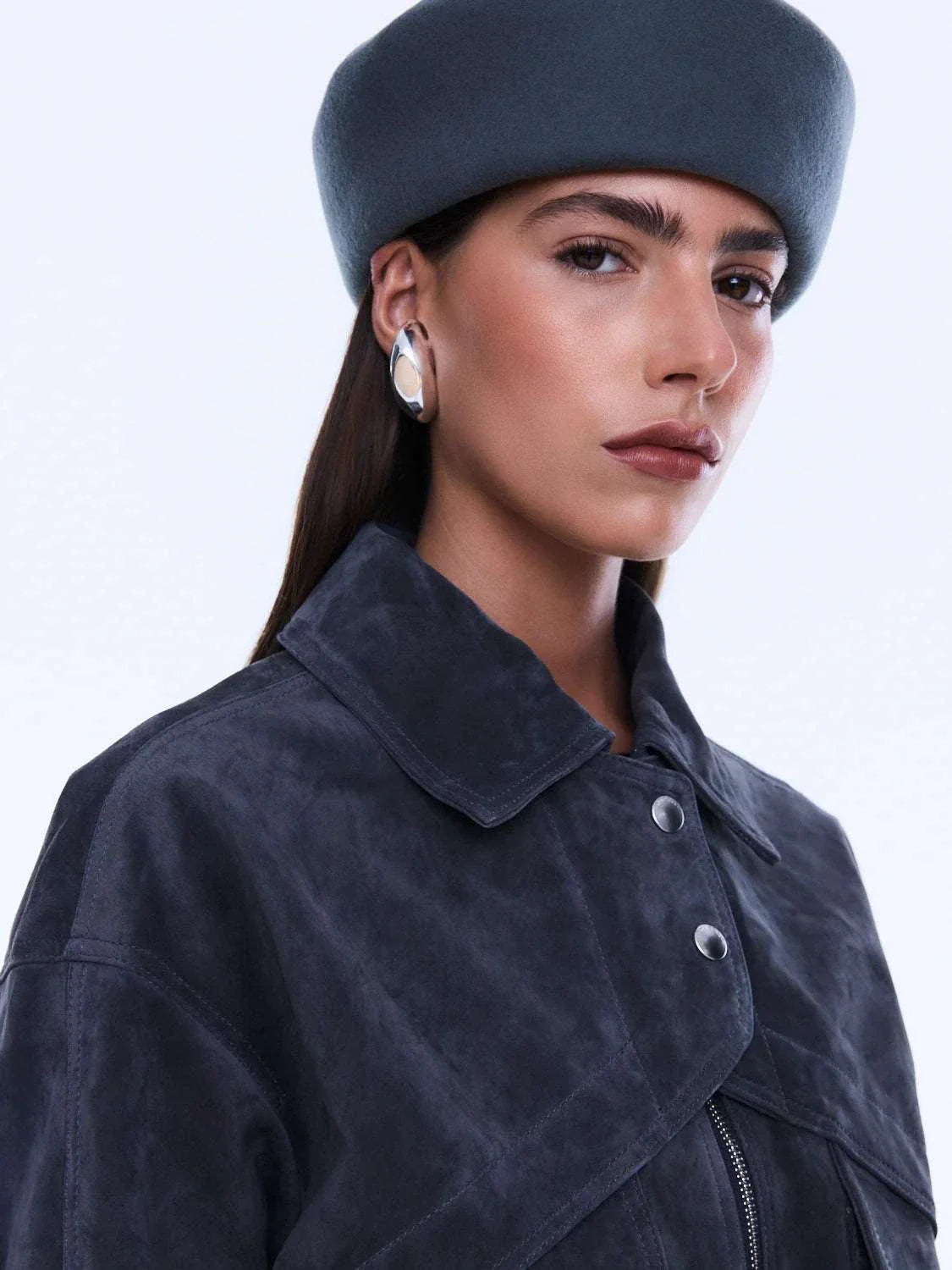 Ena Pelly Emma Utility Suede Jacket Vintage Black