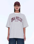 Ena Pelly Maeve Relaxed Tee Burgundy Stripe