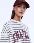 Ena Pelly Maeve Relaxed Tee Burgundy Stripe