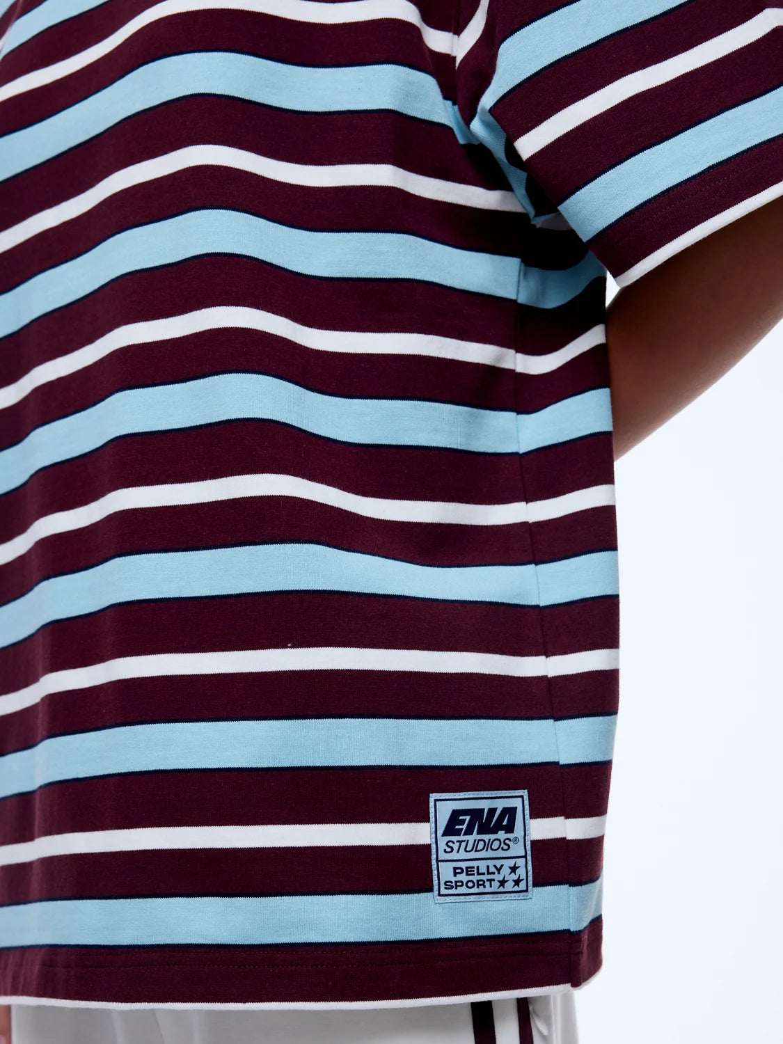 Ena Pelly Maeve Relaxed Tee Plum Blue Stripe
