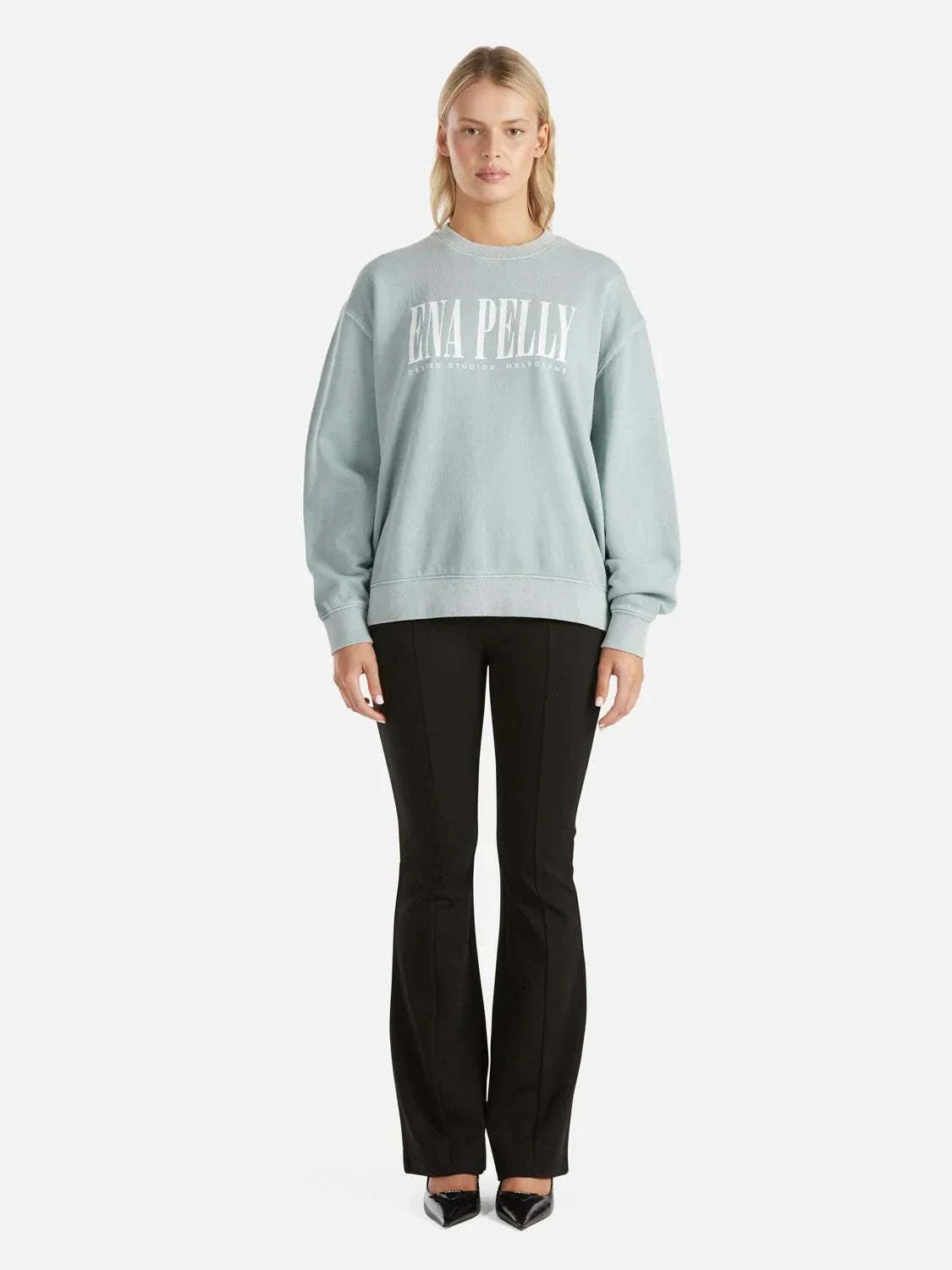 Ena Pelly Lilly Oversized Sweater City Logo Seafoam