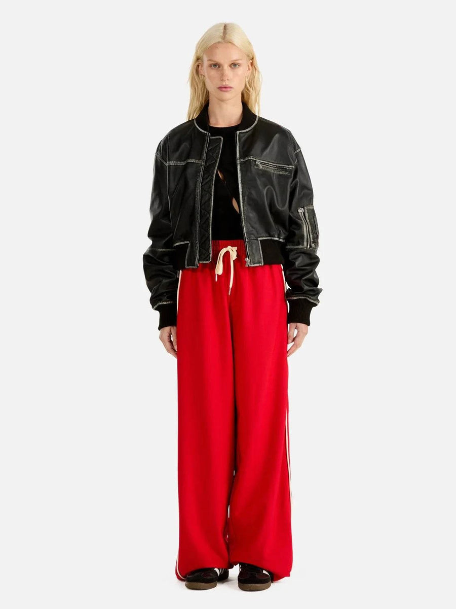 Ena Pelly Hadley Worn Leather Biker Jacket Black