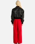Ena Pelly Hadley Worn Leather Biker Jacket Black