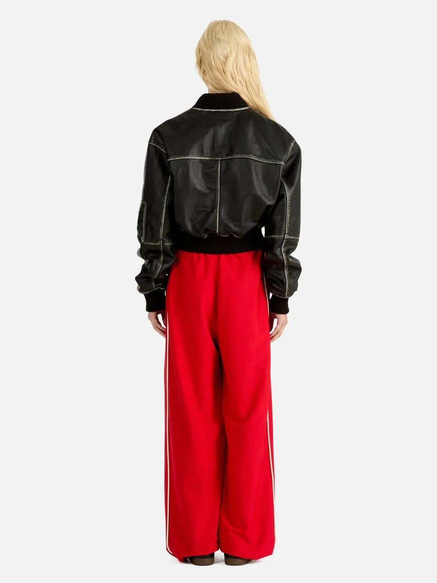 Ena Pelly Hadley Worn Leather Biker Jacket Black