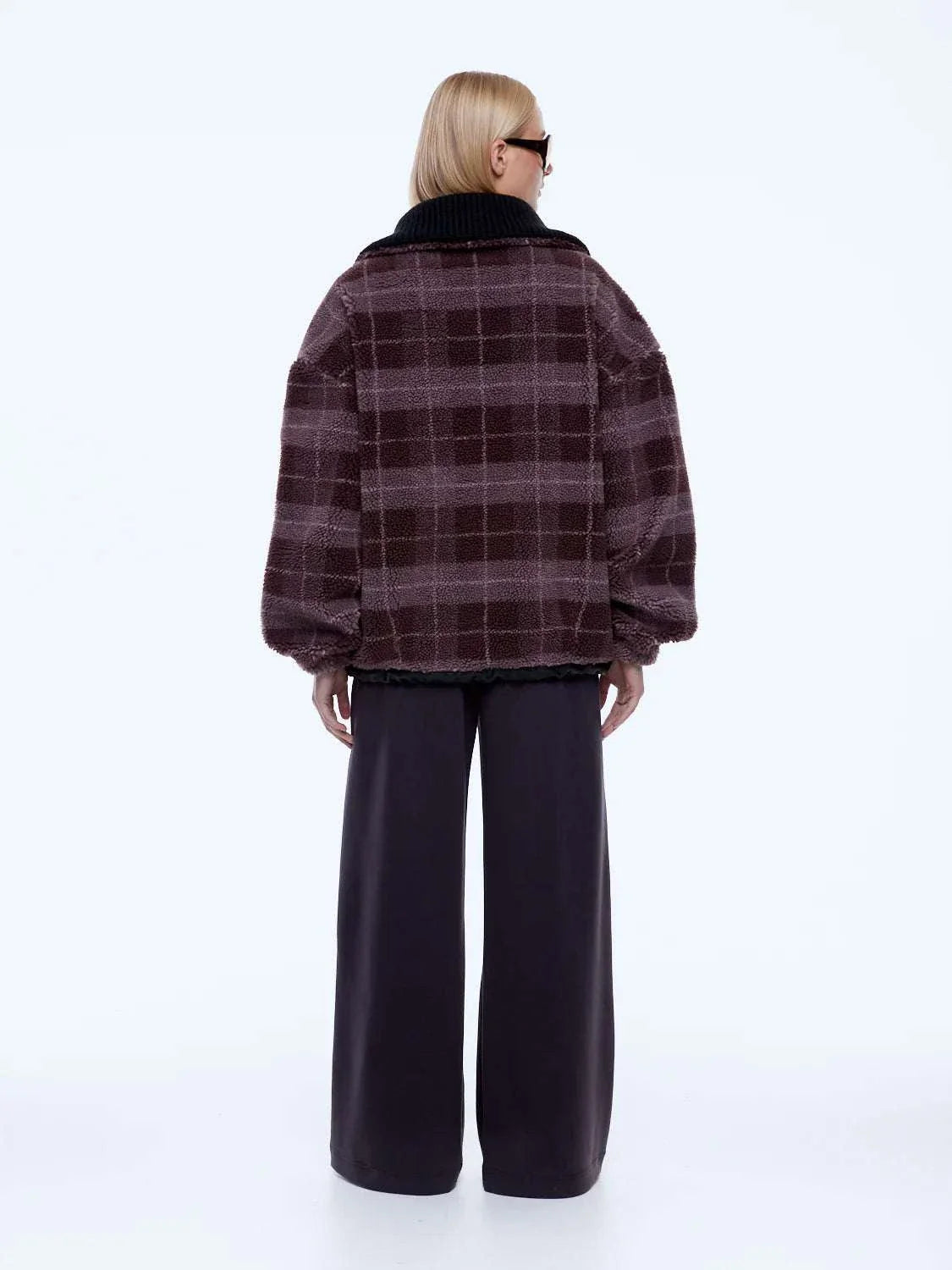 Ena Pelly Winnie Quarter Zip Burgundy Check