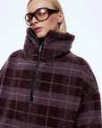 Ena Pelly Winnie Quarter Zip Burgundy Check
