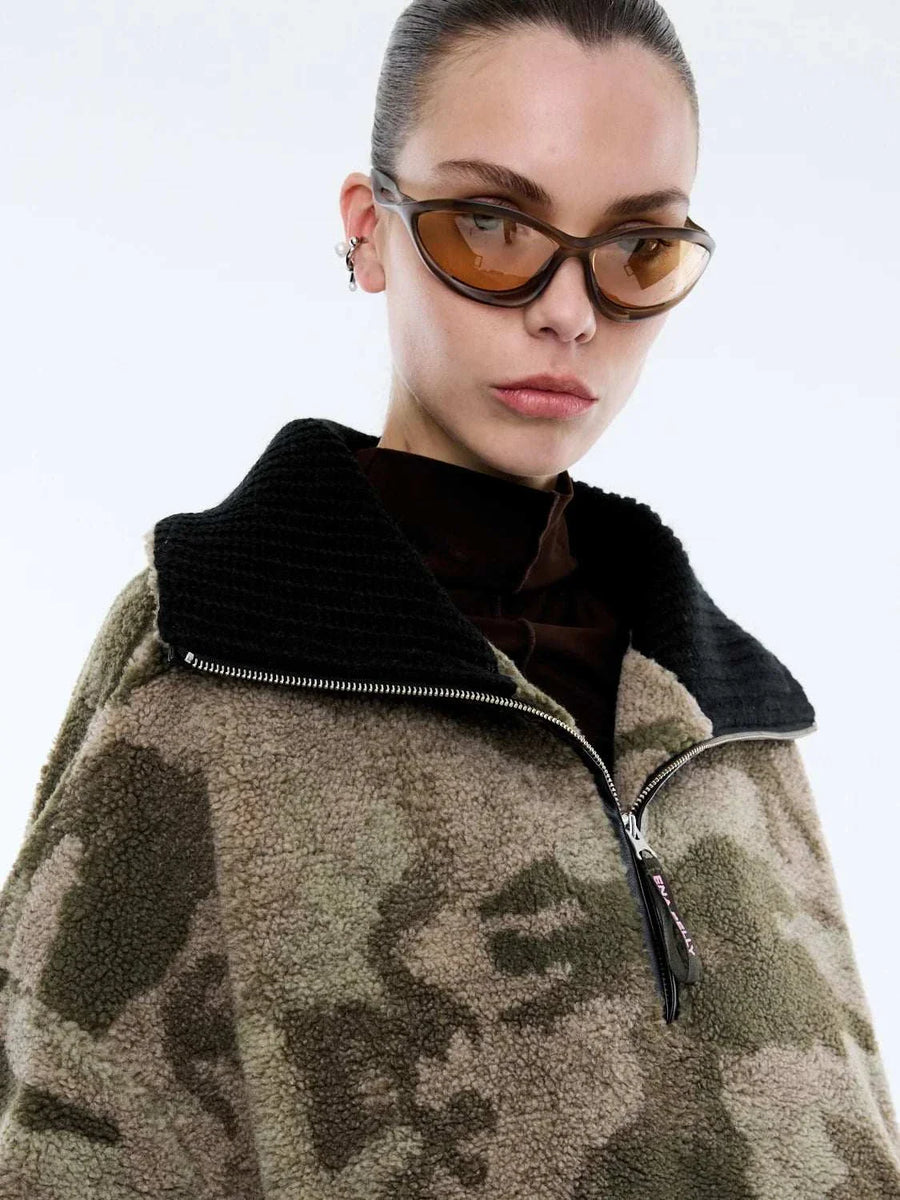 Ena Pelly Winnie Quarter Zip Camo