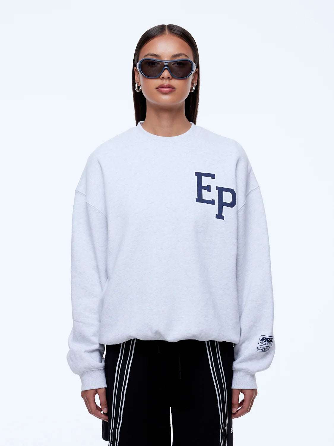Ena Pelly Mila Oversized Sweater White Marle EP Sport