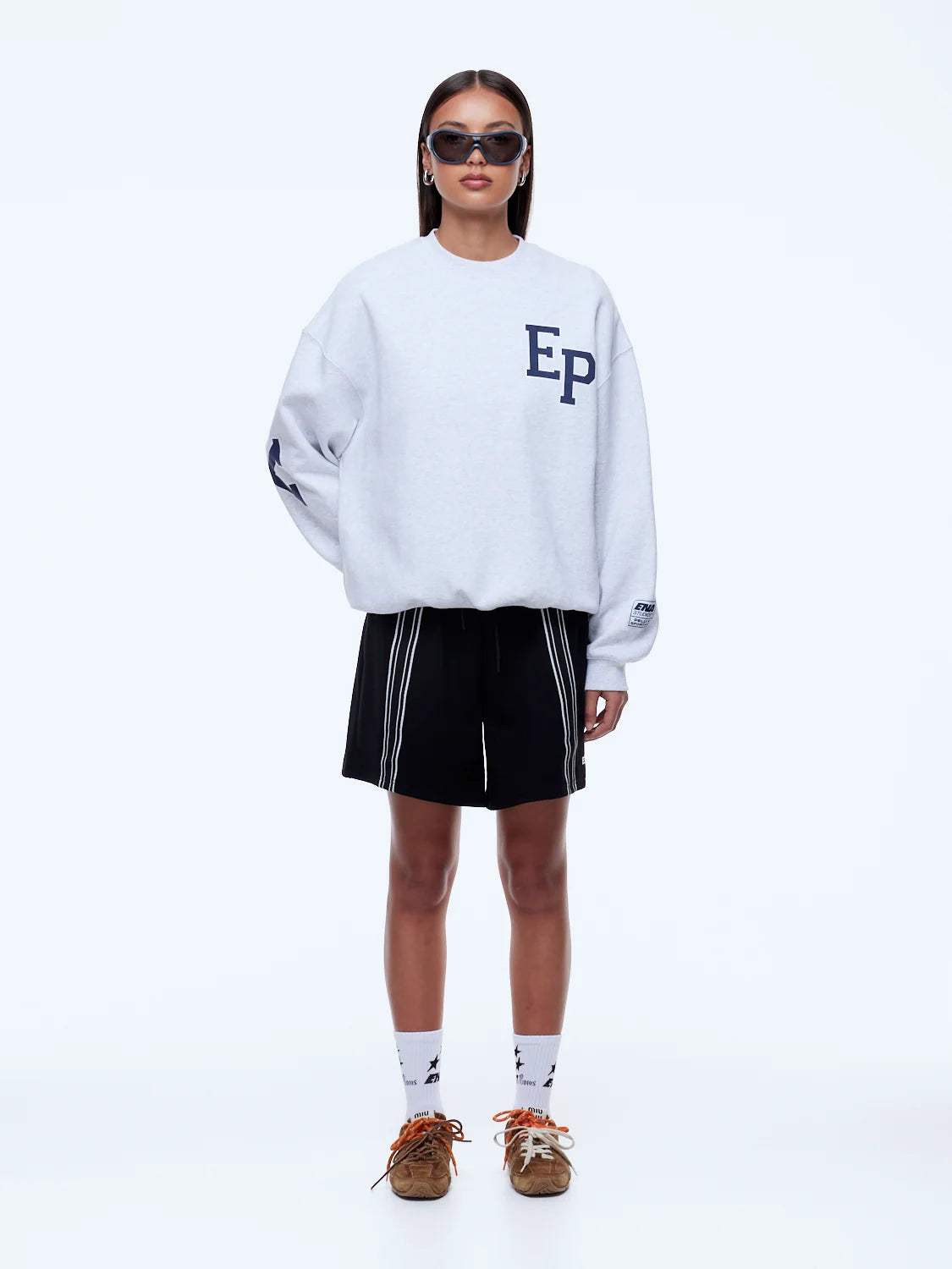 Ena Pelly Mila Oversized Sweater White Marle EP Sport