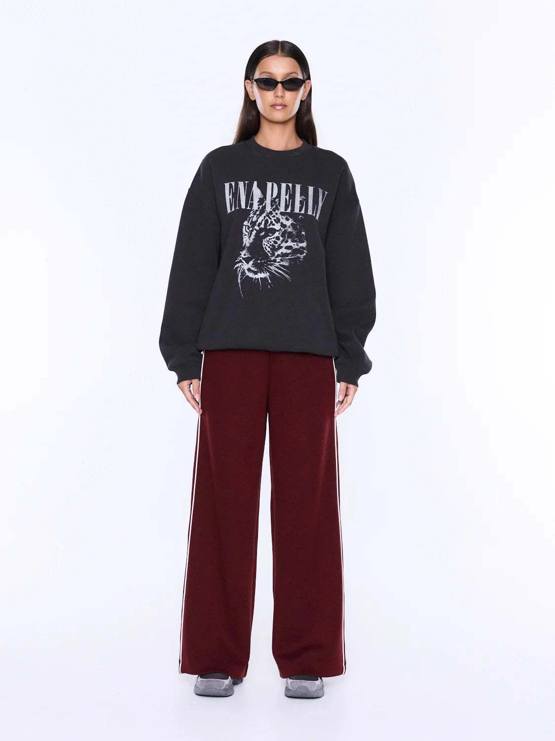 Ena Pelly Mila Oversized Sweater Vintage Black Cheetah