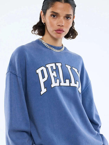 Ena Pelly Varsity Sweatshirt Indigo Wash