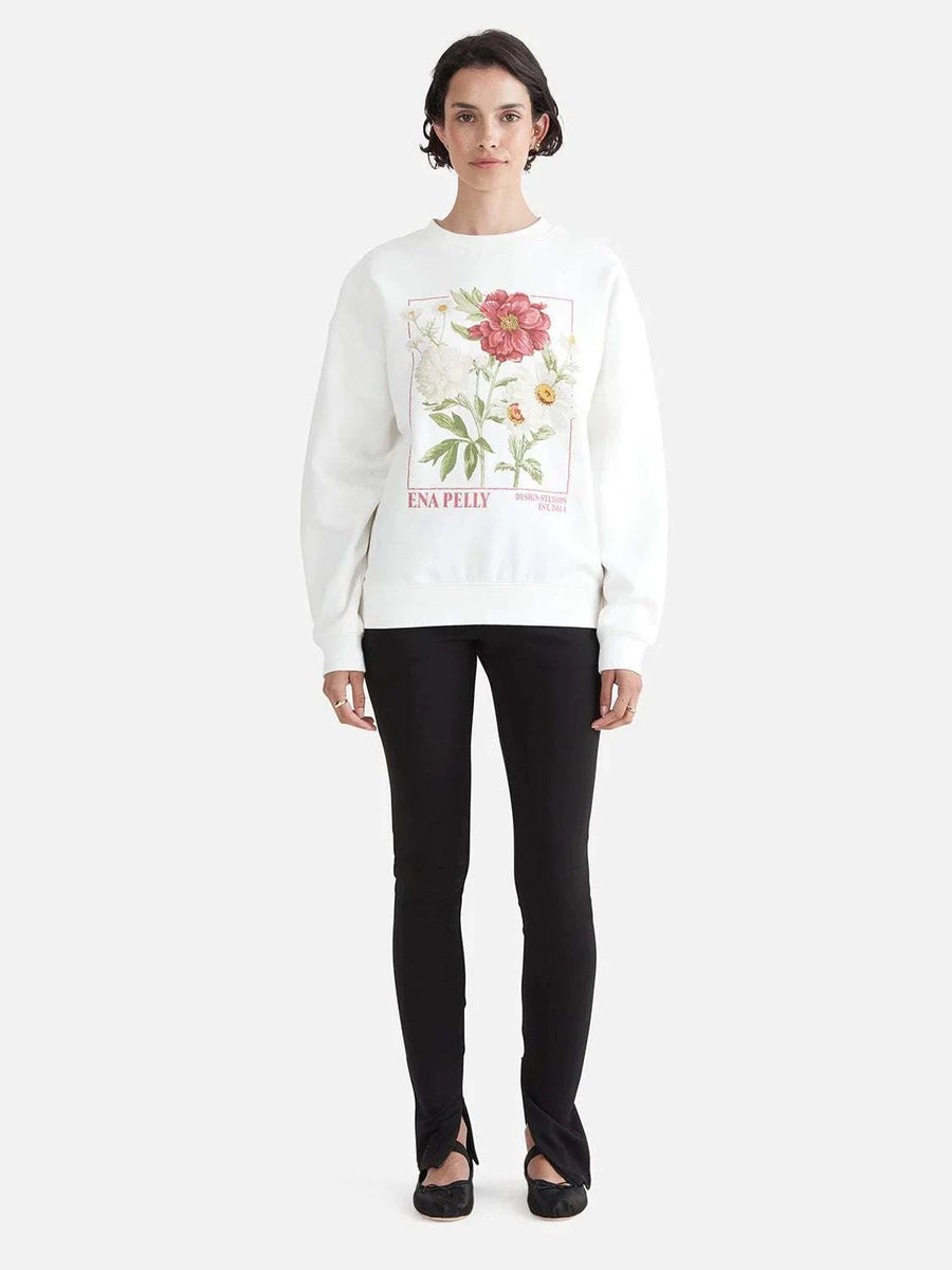 Ena Pelly Bouquet Relaxed Sweater Vintage White