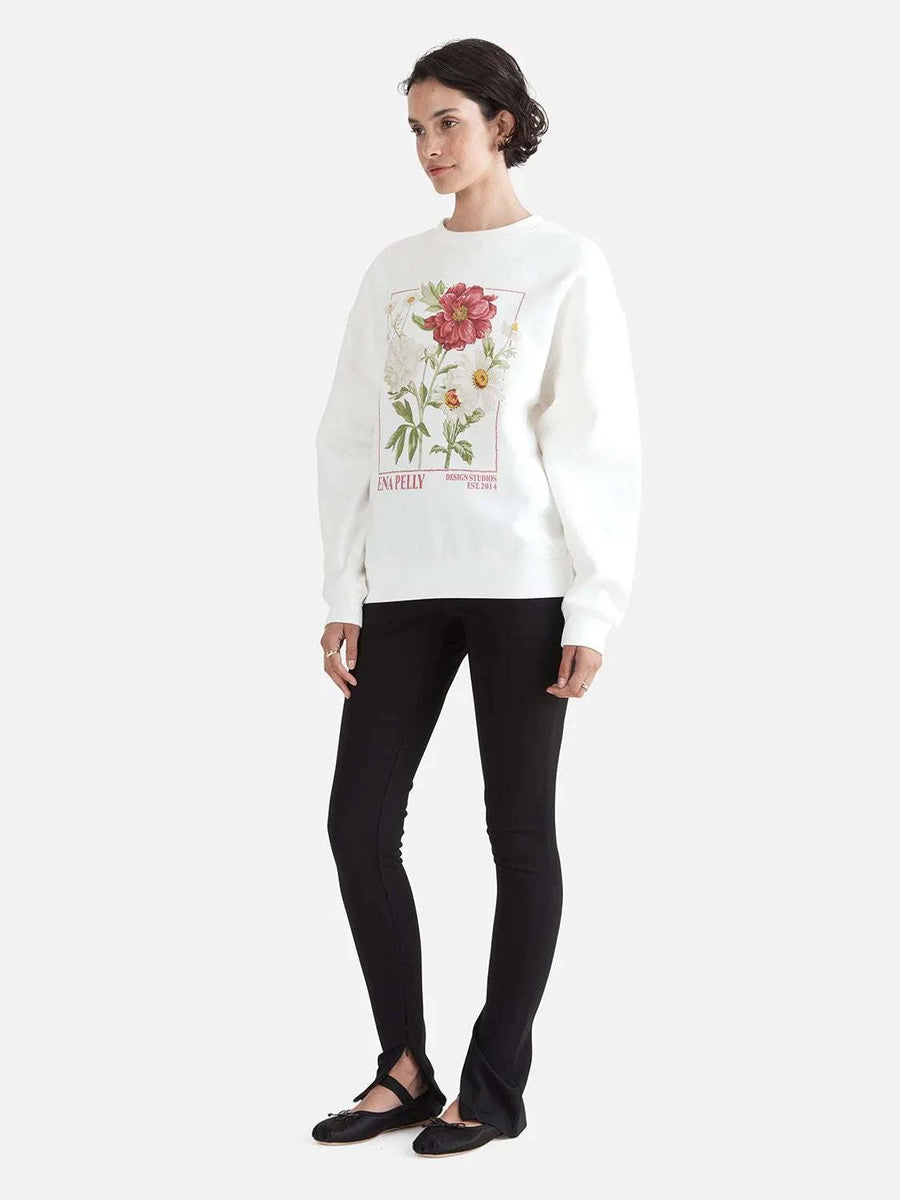 Ena Pelly Bouquet Relaxed Sweater Vintage White