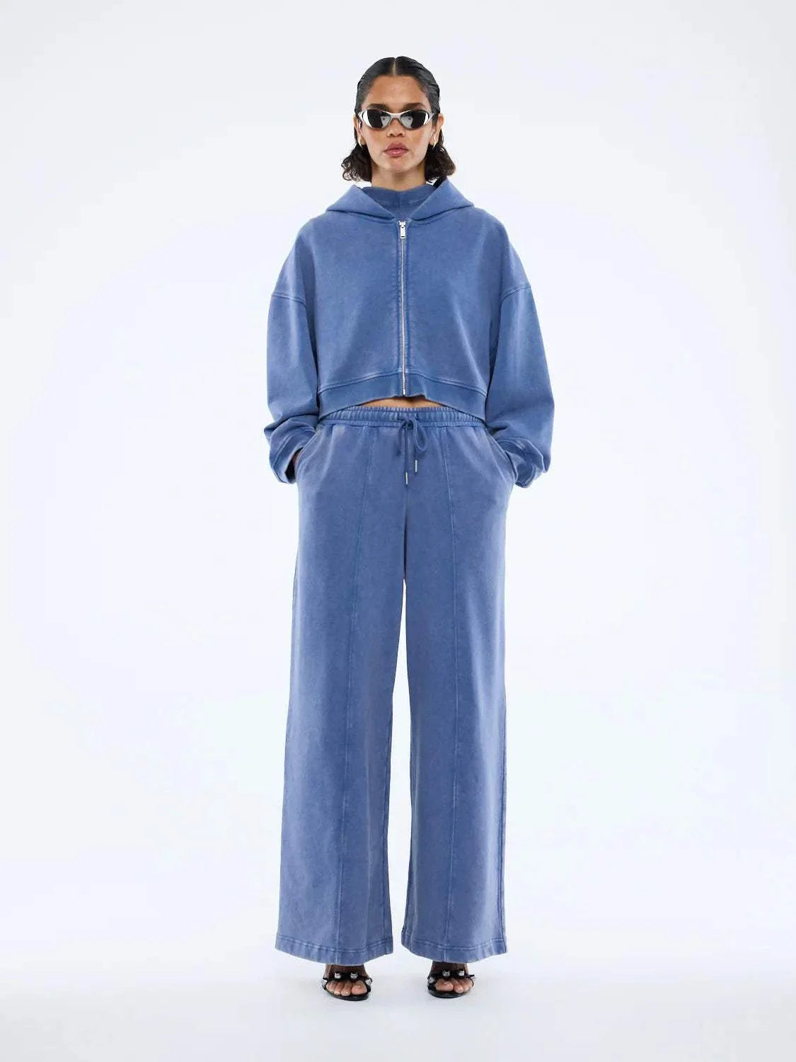 Ena Pelly Tia Cropped Zip Jacket Indigo