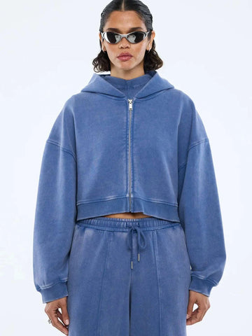 Ena Pelly Tia Cropped Zip Jacket Indigo