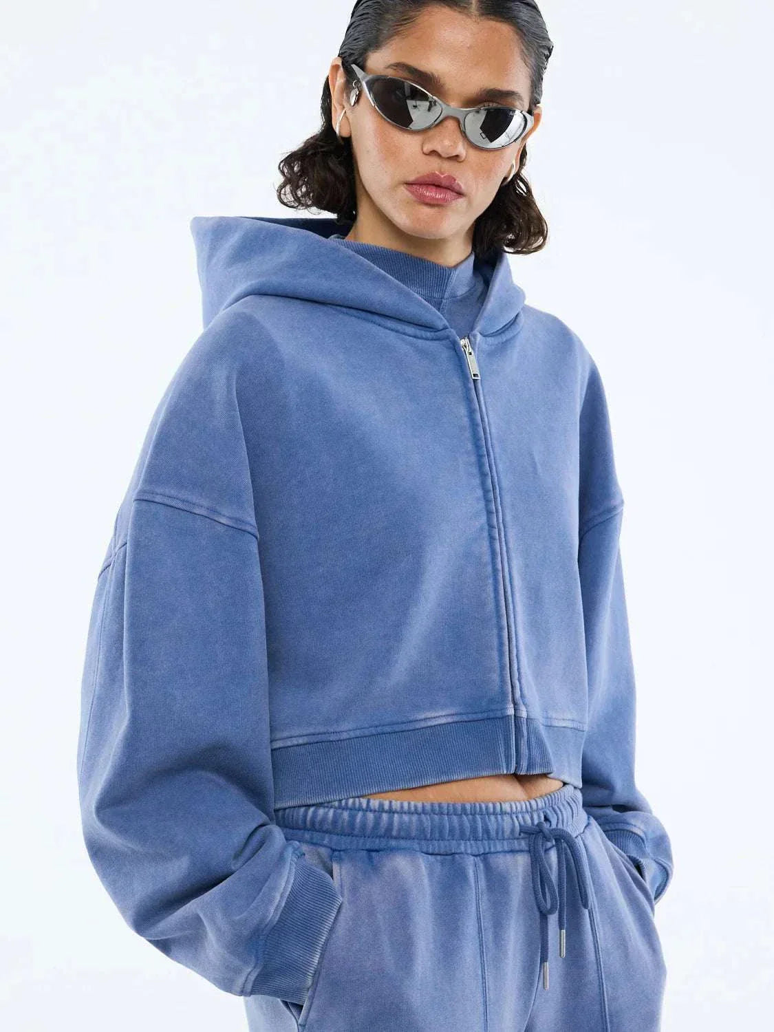 Ena Pelly Tia Cropped Zip Jacket Indigo
