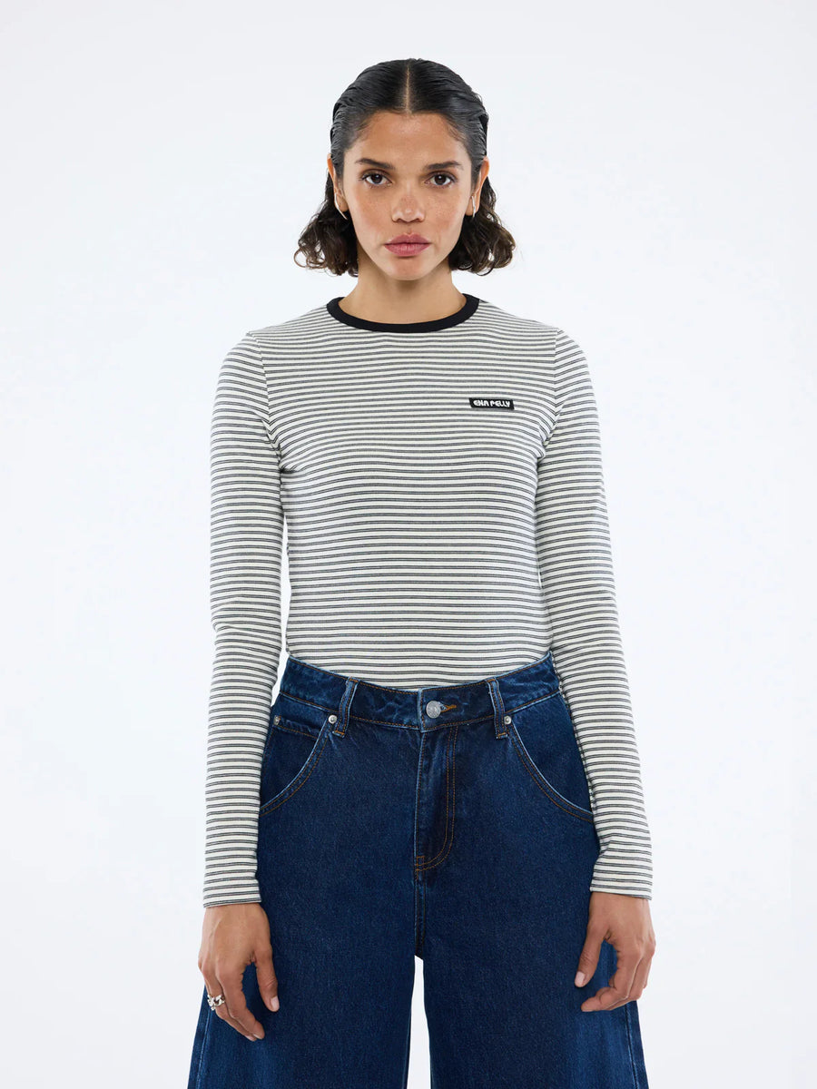 Ena Pelly Nelly Long Sleeve Stripe Tee Monochrome