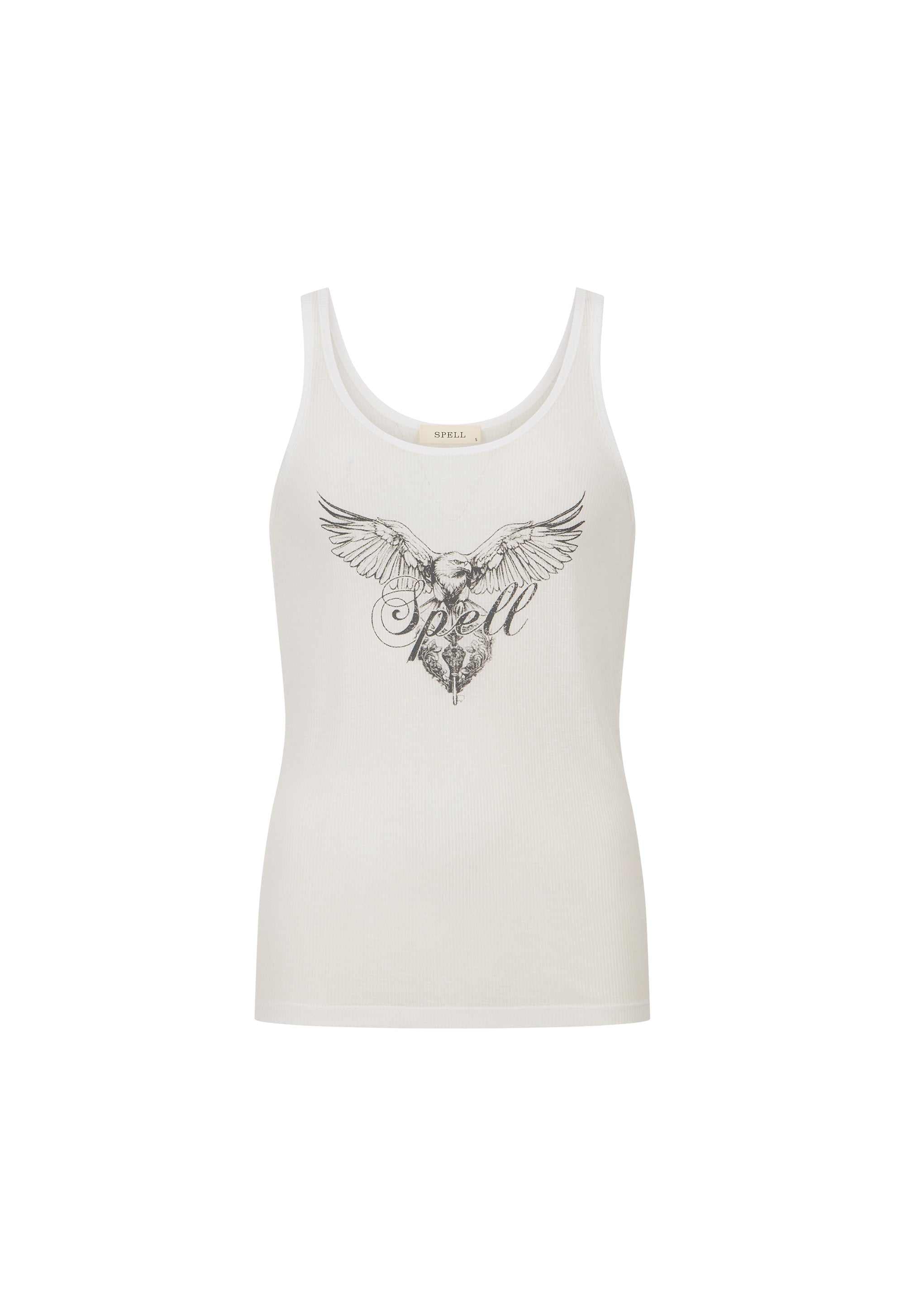 Spell Eagle and Locket Singlet Antique White