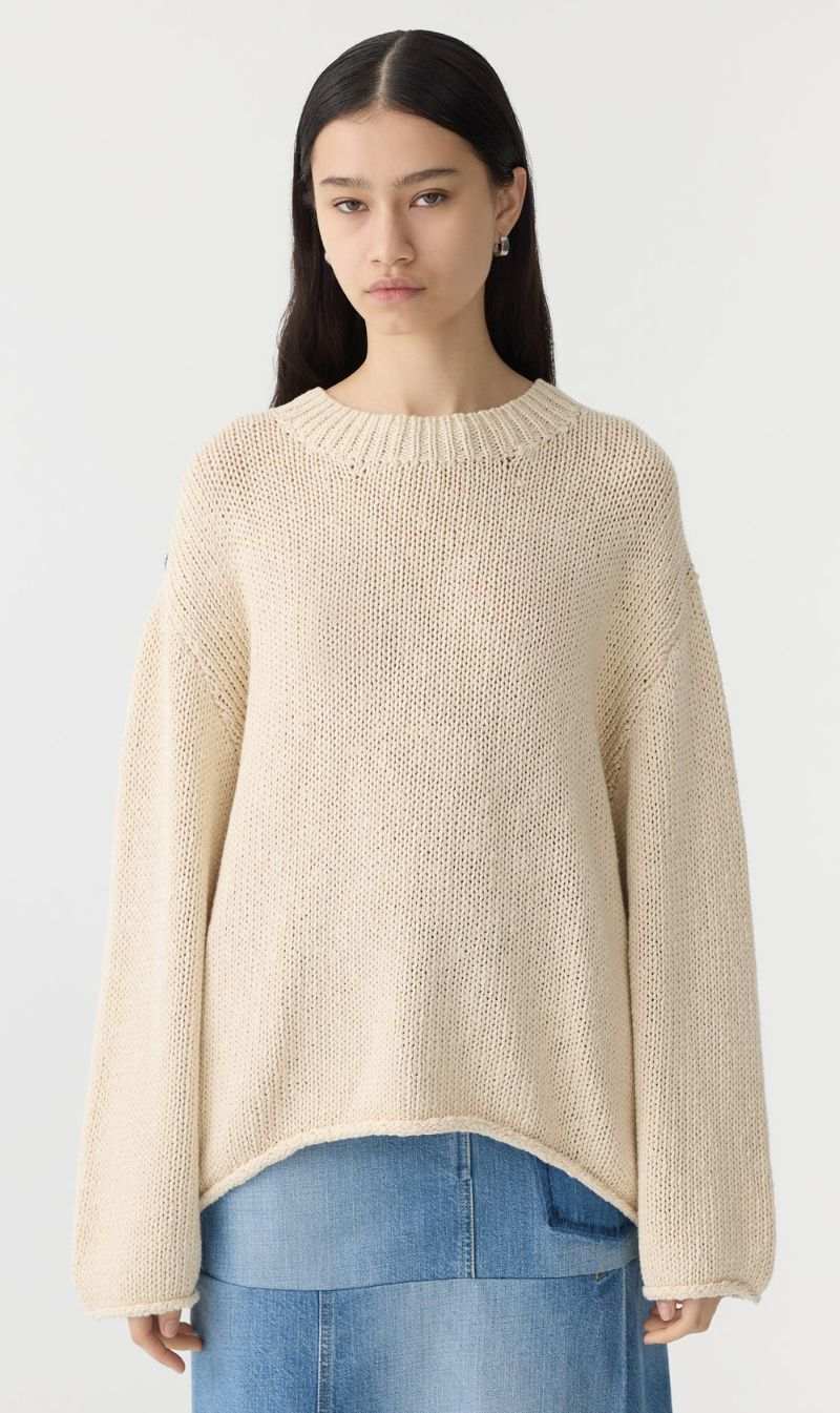 Bassike Textured Cotton Linen Knit Natural