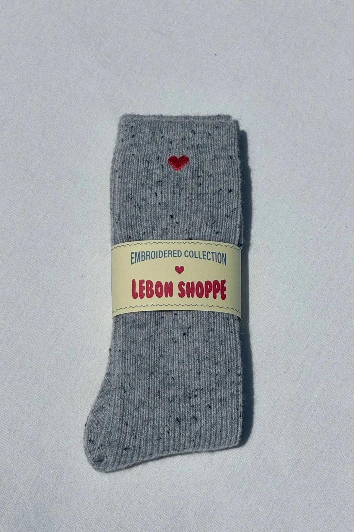 Le Bon Shoppe Embroidered Snow Socks Cookie and Cream