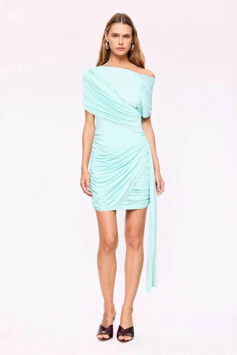 Suboo Emily Draped Ruched Mini Dress Mint