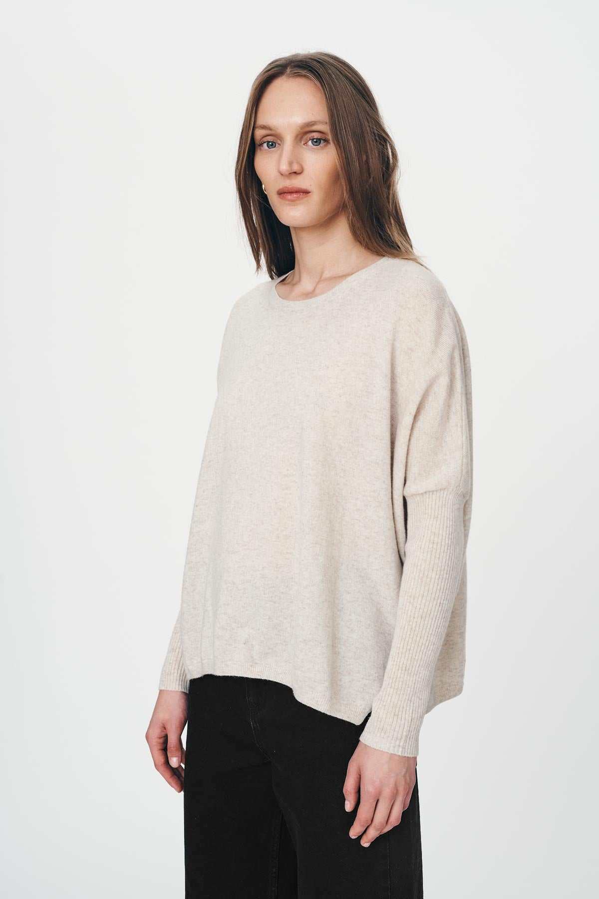 Rowie Enzo Merino Knit Jumper Oat Marle