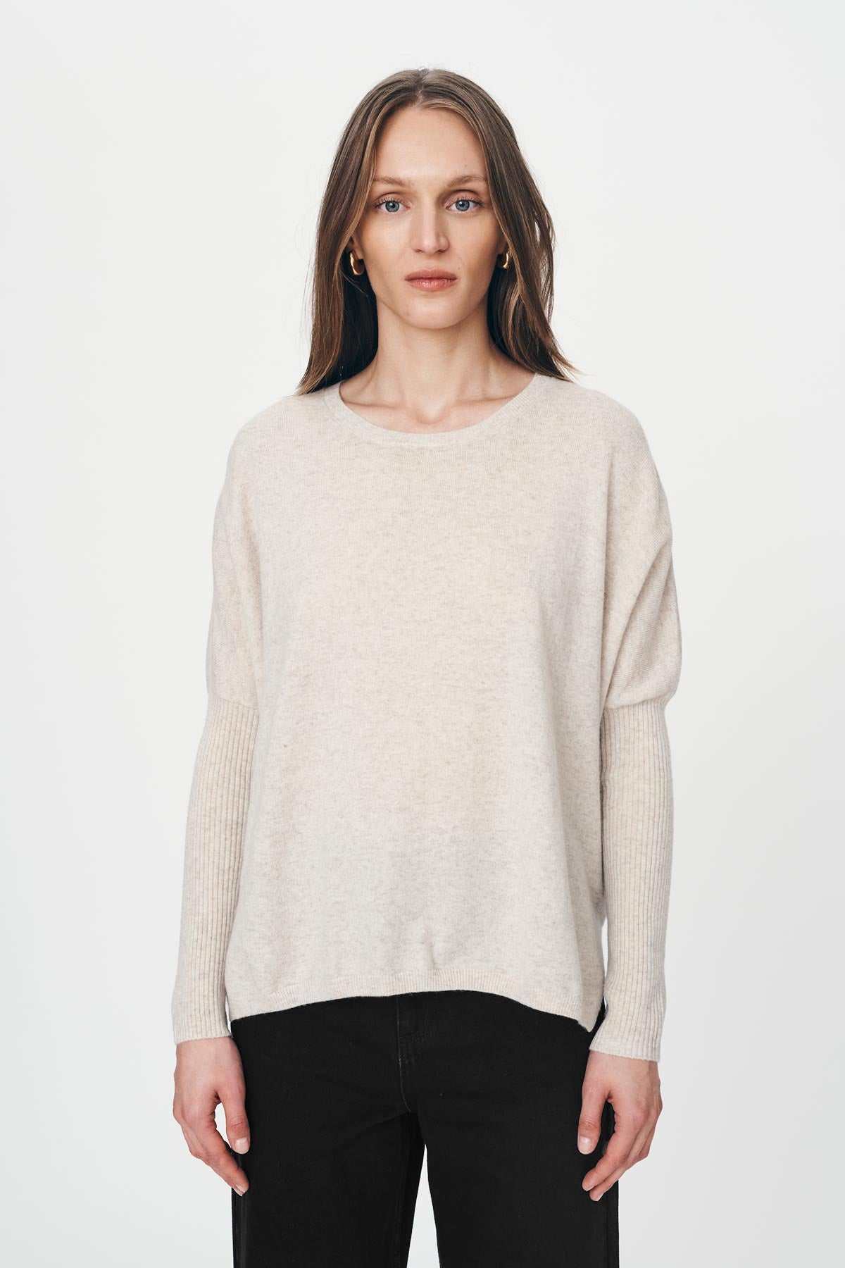 Rowie Enzo Merino Knit Jumper Oat Marle