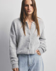 World Of Nomads Frankie Cashmere Crew Neck Cardigan Light Grey